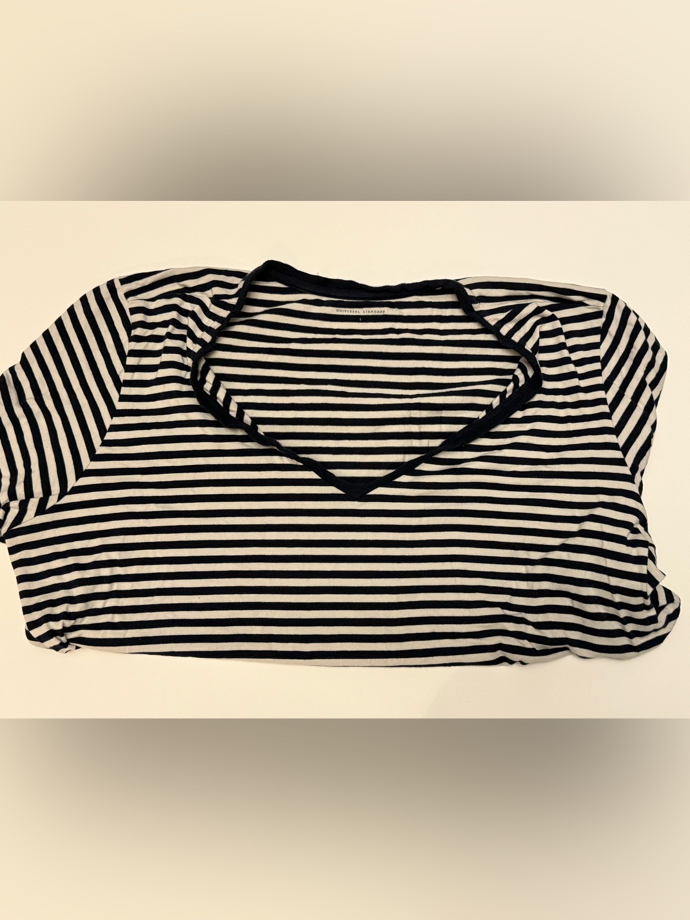 Universal Standard Black & White Striped Short Sleeve Tee